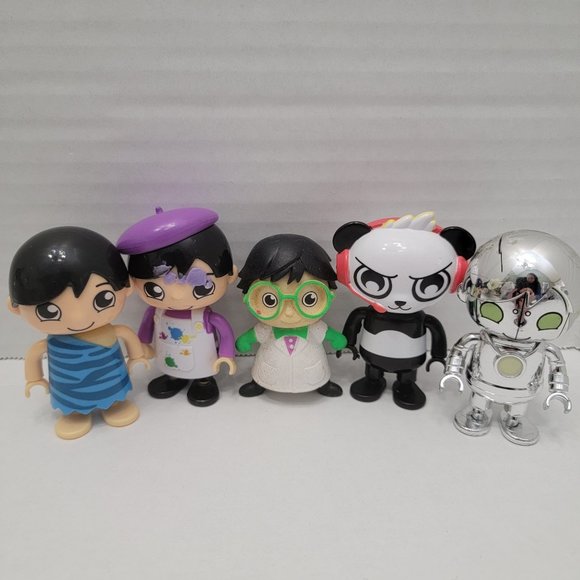5 Ryans World Lot Figure Caveman Artist Painter Robo Pando Panda Combo Squishy - Picture 1 of 10